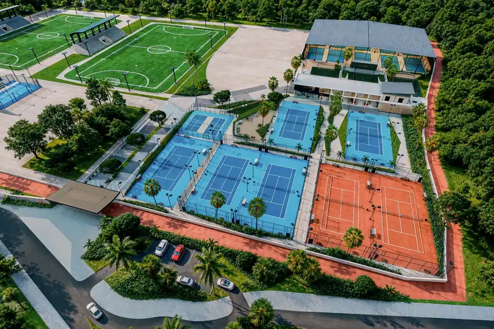 Vista aérea de Cana Sport Center, el club de M3 Padel Academy en VistaCana, Punta Cana